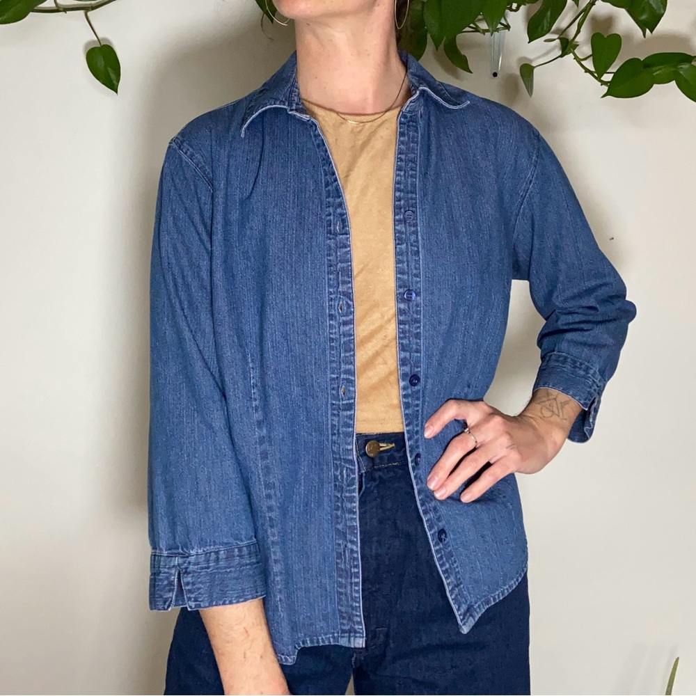LEE 🌿 Denim Button Down Shirt Size Large